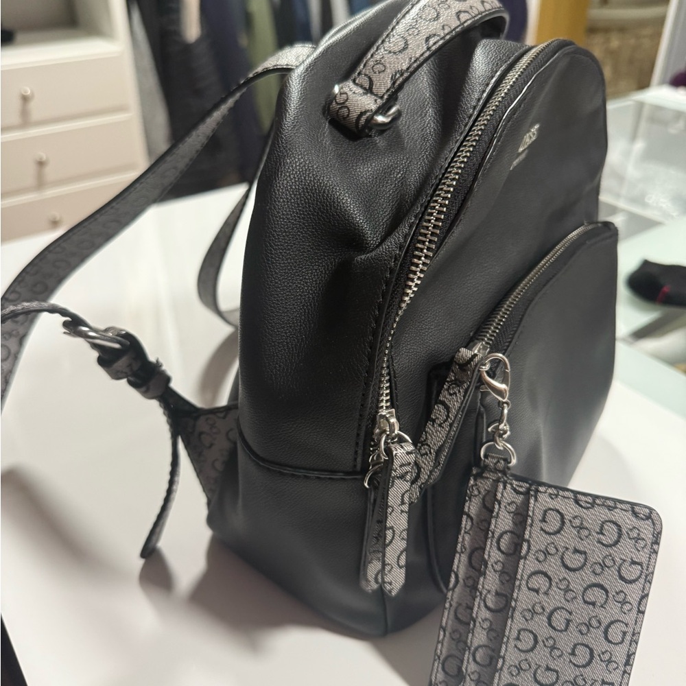 Guess Black Backpack With Monogram Strap - image 4